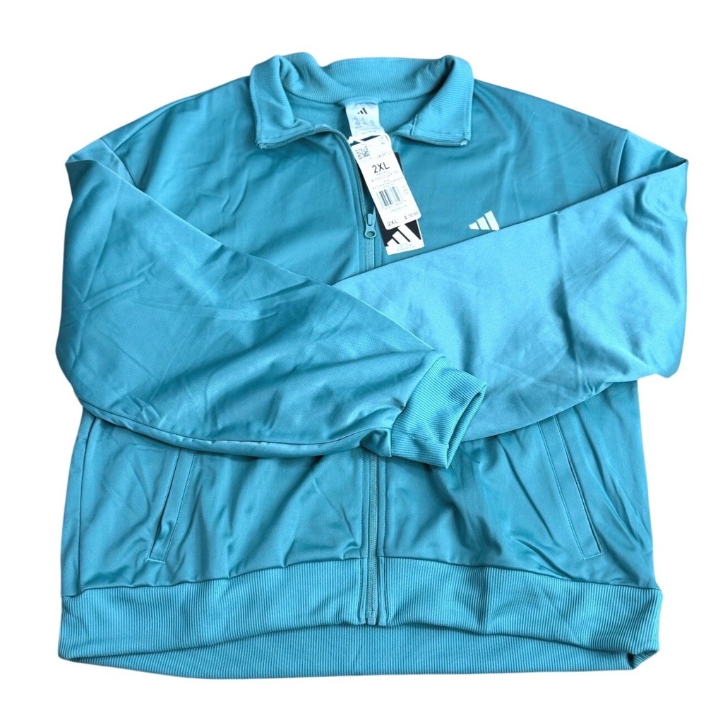 Adidas W Feelcozy Track Jacket Womens 2XL Powder Teal Active Casual Streetwear